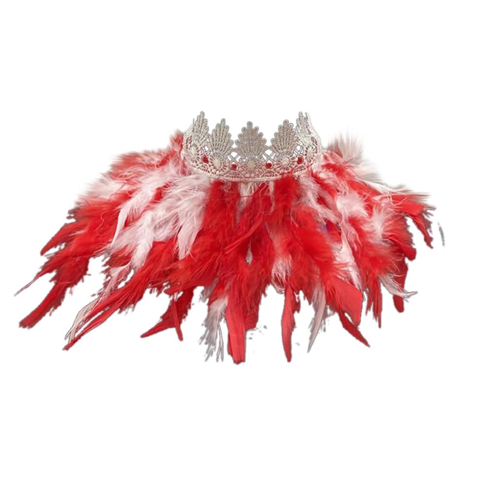 Uposao Feather Collar Shawl Feather Choker Cloak Natural Feather Collar Props For Cosplay Party Performance Model Walk Halloween Ball Feather Collar Shawl Props