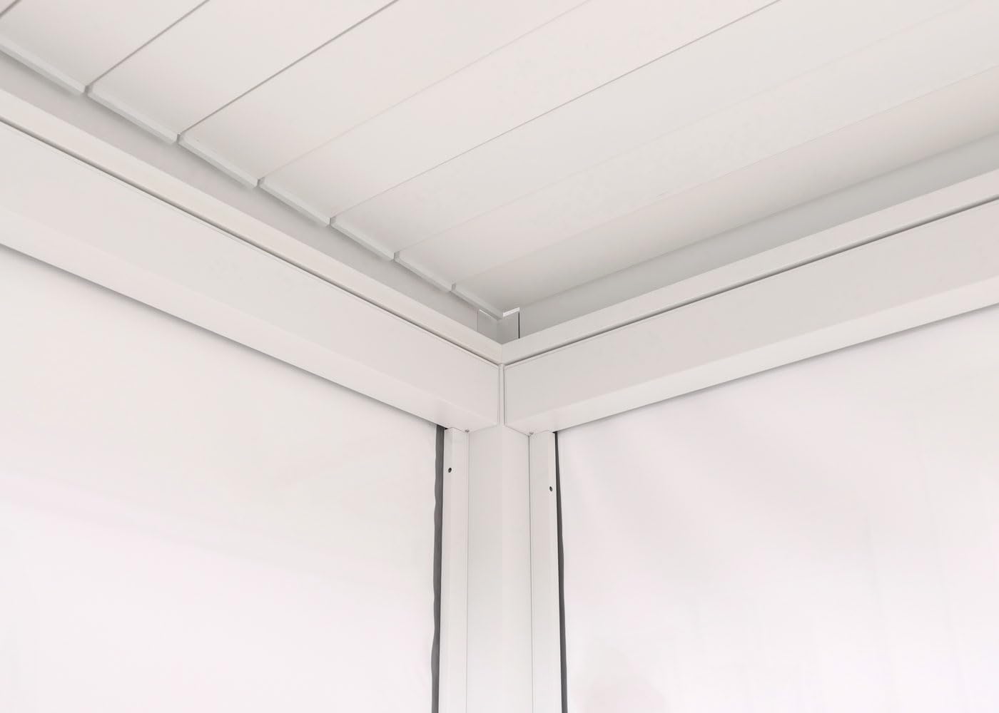 Mendler Pergola HWC-P65 mit 3X Seitenwand 10cm-Alu-Gestell 3x3m - weiß