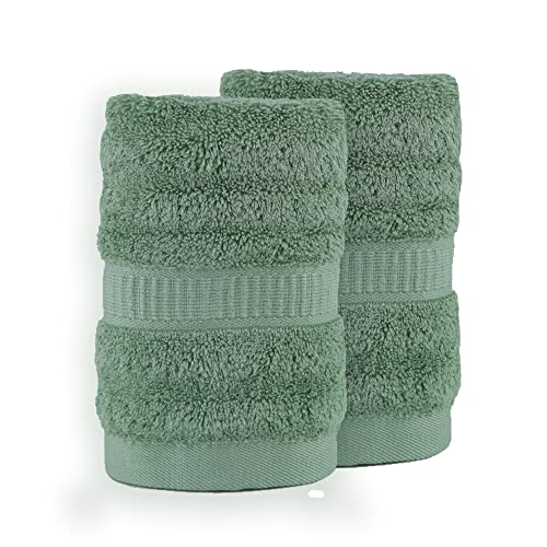Bamboo Cotton Super Soft Highly Absorbent 2 Pieces Green Towel Set For Bathrome Hand Towel,Salon Towels #TOP5
