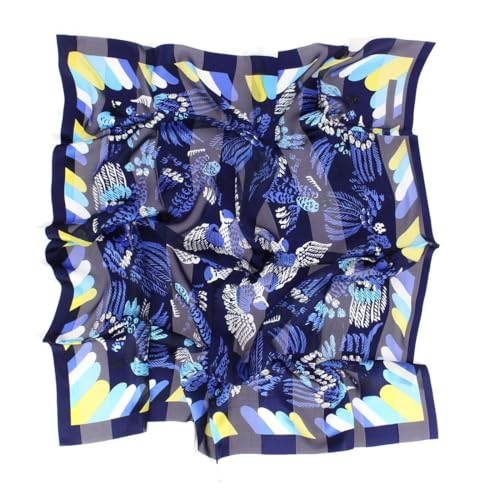 Soie haut de gamme : Carré 90 Dufy Perroquet bleu azur fabriqué en France