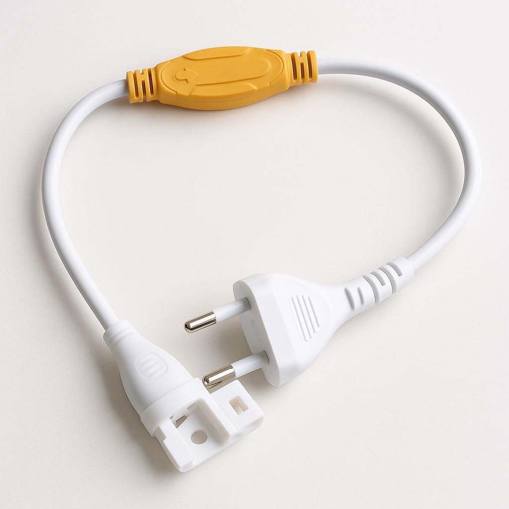 Rope Light Connector Cable 220V AC Pin Adaptor for SMD 2835 Rope Lights | Compatible with 120 LED per Metre Strip | Wireless Power Connector for Decorative Lighting (White-Pack of 1)-image-42