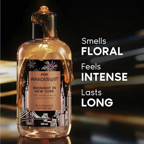 Image of Nykaa Wanderlust Midnight in New York Hydrating Body Wash - Orchid & Musk Scented Body Cleanser with Niacinamide & Vit. E - 250ml Shower Gel for Men and Women