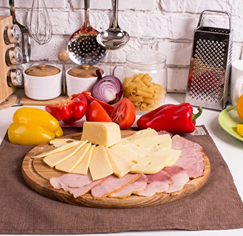 Biol 10X14’’ Wooden Hardwood Round Cutting Board For Kitchen, Bbq Chinese Turkey Mini Commercial - Lipped Charcuterie Board With Lip, Bread Cheese Crackers - Chopping Board For Kitchen - Wood Platter #TOP5
