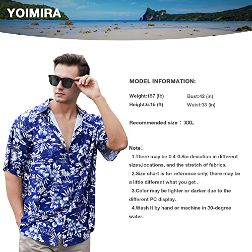 Image of Yoimira Hawaiian Shirts for Men, Print Mens Casual Short Sleeve Button Down Shirts Floral Aloha Beach Shirt