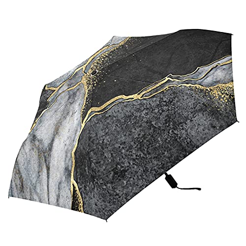 Parapluie pliable léger marbre noir et blanc anti-UV pour voyage