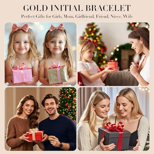 Gold Initial Bracelets for Women Girls - 18K Gold Plated Cross Initial Bracelet Dainty Beaded Bracelet Gold Bracelets for Women Teen Girl Gifts 7