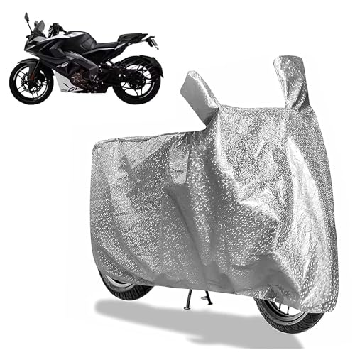 Image of Sulfar Bike Cover for Bajaj Pulsar (RS200 (Current)) | Waterproof, Dustproof & UV Protected | All Weather Two Wheeler Cover (Silver) New 2026 Variants