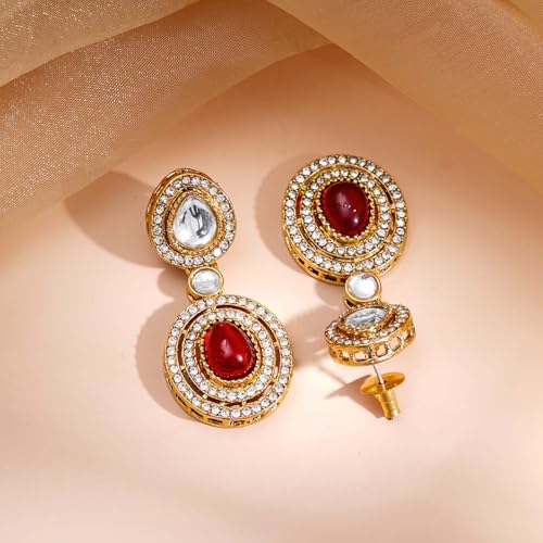 Image of Rubans Necklace Maangtikka Set Gold Plated Kundan & Pearl Jewellery Gift for Women & Girls