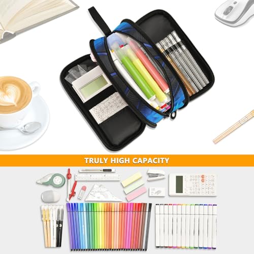 Image of 3d Basketball Blue Lighting Pencil Case Box Boys Girls Large Pencil Pouch with Zipper Compartments Big Capacity Stationery Pen Bag Organizer for Kids Teens Adults School