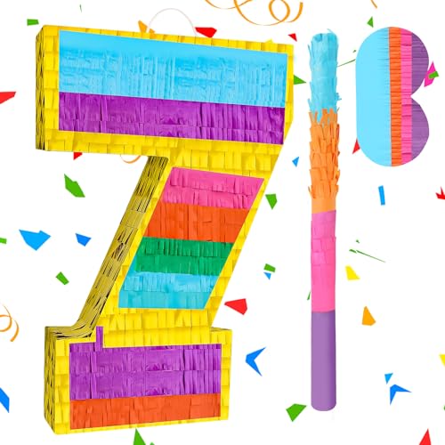 Piñata arc-en-ciel 7 pour anniversaire d'enfants : le jeu parfait avec bandeau