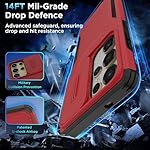 for Samsung Galaxy S25 Ultra Case, with 1 HD Screen Protector & Slide Camera Cover [Military-Grade] Phone Case Heavy Duty Rugged Shockproof Protective Cover for Galaxy S25 Ultra(Red) - Image 3