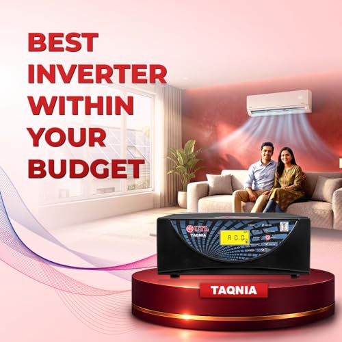 Image of UTL Taqnia 1012 Home Inverter 850VA Pure Sine Wave | 12V Inverter with LCD Display | DSP Technology | Compatible with Tubular, SMF & Gel Batteries | Homes & Backup (680, Watts)