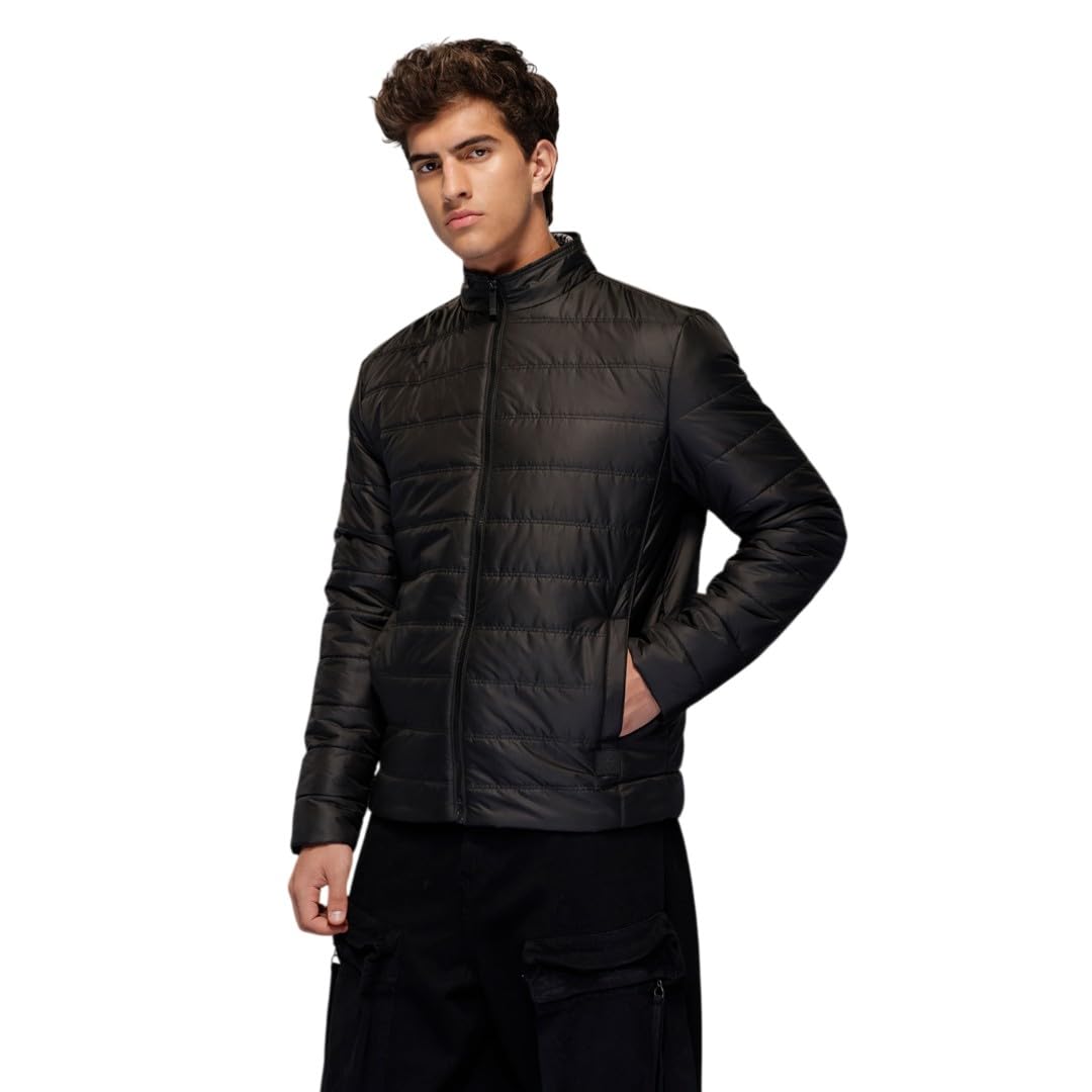 WROGN Men's Cotton Poly Fleece Blend Quilted Puffer Jacket | Slim Fit in neutral