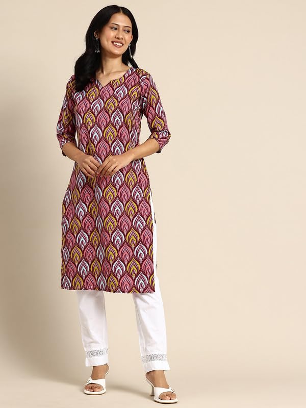 Image of JAKHANA Women's Crepe Printed Casual Straight Calf Length Round Nick Kurta Pack of 4