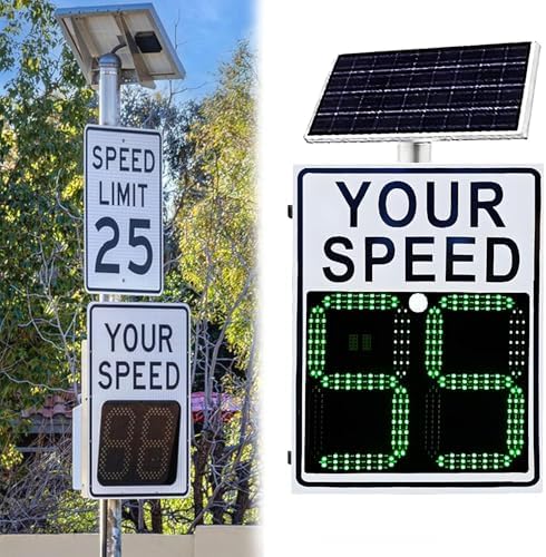 Solar Powered LED Speed Limit Sign - 20''x27''/24''x35'' Weatherproof Traffic Display for Neighborhood Safety, Real-Time Radar Speed Feedback for Drivers