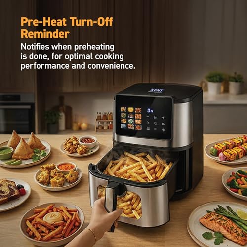Image of KENT Digital Air Fryer 9L| 2200W |Bake,Grill&Roast|Up to 80% Less Oil Usage| 12 Preset Menu |Digital Display & Touch Control Panel |Glass Window with in built Light|Dual Heating Element at Top &Bottom