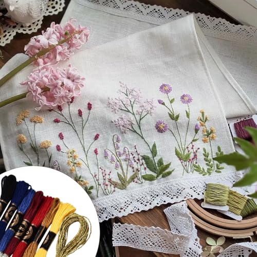 Image of 70 Yards 8 Skeins Gradient 6 Strands Variegated Polyester Embroidery Floss Friendship Bracelet String Thread Colorful Cross Stitch Threads Bulk Set for Hand Sewing Making Knitting Supply