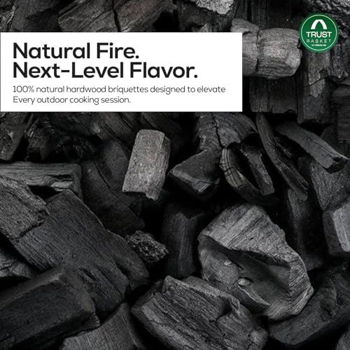 Image of TrustBasket Charcoal Briquettes (5kg) with Free Starter Cubes | Eco-Friendly Koyla for Cooking & Barbeque | Low Smoke BBQ Coal for Barbeque Grill