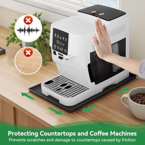 Inwee Unterlage Silikonmatte für Kaffeemaschinen, Anti-Rutsch Wasserdicht Silikonmatte für Kaffeevollautomat Barista Zubehör, kompatibel mit De'Longhi Magnifica, EQ.6 und LatteGo -47 x 29cm, Schwarz 4