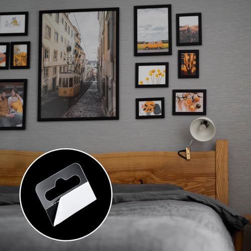 Image of 20 Pcs Small Adhesive Plastic Sawtooth Picture Hanger Plastic Hanging Tabs Clear Foamboard Plate Hangers for The Wall Stick On Picture Hanger Sawtooth Without Nails