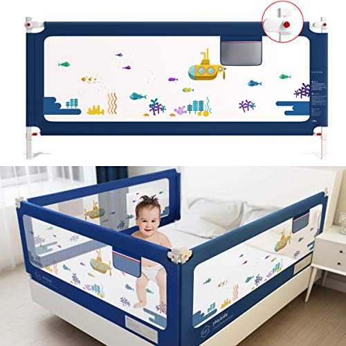 Playkids ベッドガード ベッドフェンス 片側昇降 5~32cmマットレスに適用 お布団ズレ防止 転落防止 組み立て簡単 BR02 日本語説明書付き 一枚入り 180cm