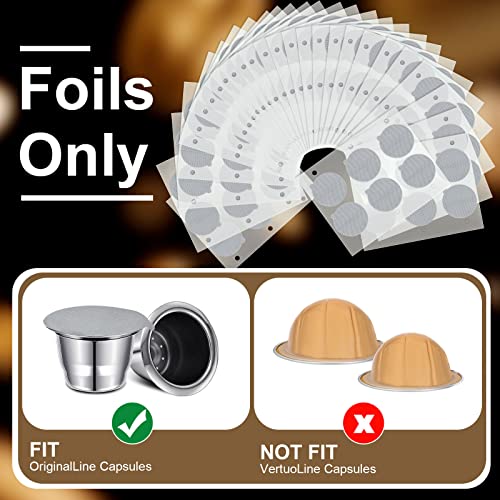 204 Pcs Espresso Coffee Capsules Foil Seals Aluminum Espresso Lids Aluminum Foil Lids Stickers To Reuse Capsules Espresso Machine Pods Stainless Steel Capsule Cups, 37 Mm #TOP4
