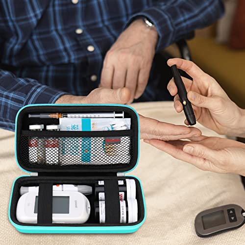 Image of Elonbo Diabetic Supplies Travel Case for Glucose Meter Diabetes Testing Kit | Portable Diabetes Testing Kit Storage Organizer Bag, Glucose Meter Insulin Pen Carrying Case for Test Strips Lancets, Green