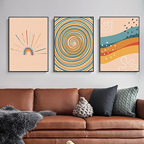 Peinture photos nordique minimaliste et affiche soleil bohème pour mur de salon