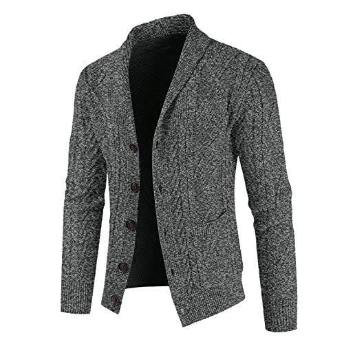 Cardigan lana hombre con cuello en V y botones chaqueta de punto grueso con bolsillos confor 2