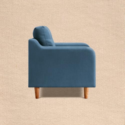 Image of Duroflex Ease Plus - 1 Seater Sofa Set for Living Room | 3 Year Warranty | Premium Wooden Frame Sofa | Anti-Pilling Fabric, Fade & Termite Resistant | Comfortable & Durable Couch - Moonlight Blue