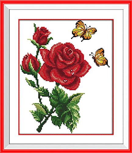 Kit point de croix débutant fleurs 11CT broderie imprimée 40x50cm