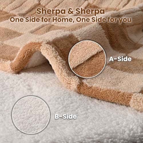 Image of Bearhug Heated Blanket Full Size 77 inch x 84 inch Electric Blanket, Reversible Brown Plaid Sherpa Heating Blanket, 10-Heat Levels & 1-12H Auto Off, ETL, Machine Washable
