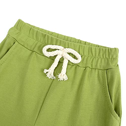 Image of KISBINI Toddler Kids Plain Short Sleeve T-Shirt and Shorts Set Unisex Cotton Summer Outfit Clothes for Little Boys or Girls