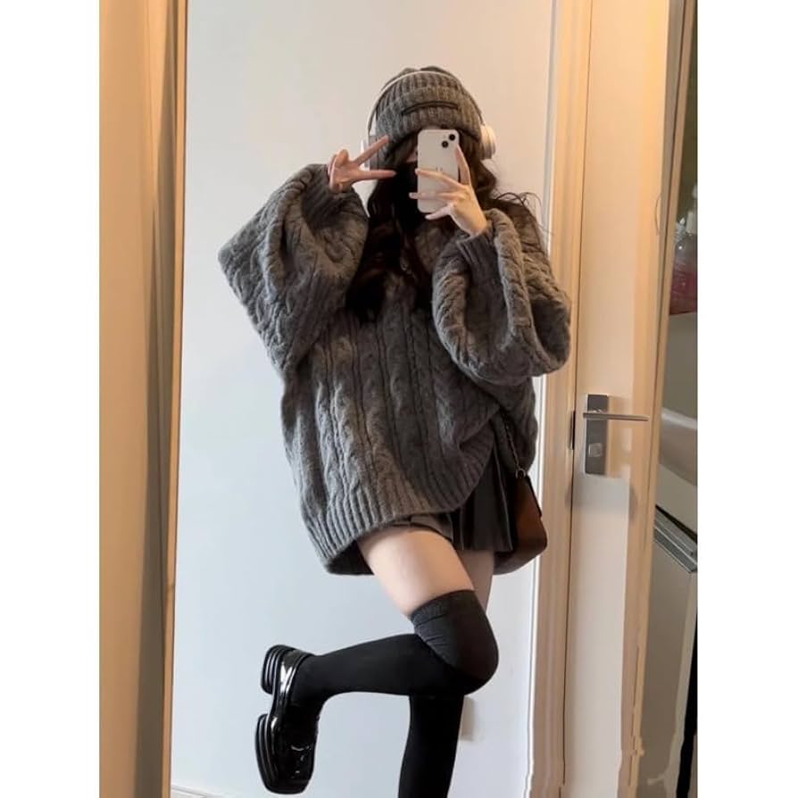 Amazon.co.jp: レディース ニット秋冬ギャルのけだるい風v襟の