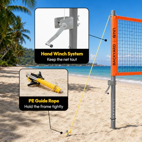 Image of A11N SPORTS Outdoor Volleyball and Badminton Combo Set - Includes Adjustable Height Anti-Sag Net, Volleyball, Air Pump, 4 Badminton Rackets, 2 Shuttlecocks, Boundary Line Marker, and Carrying Bag