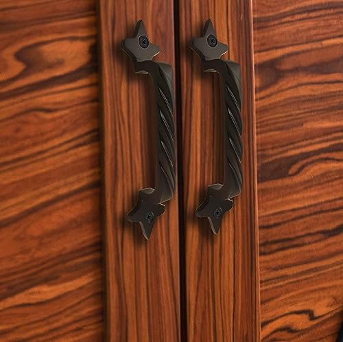 Image of Mix&Match Cast Iron Twisted Handle - 6 Inch Balck Matt Finish | Rope Style Cabinet, Wardrobe, Cupboard & Furniture Door Handle | Pack of 1 Pcs with Screws