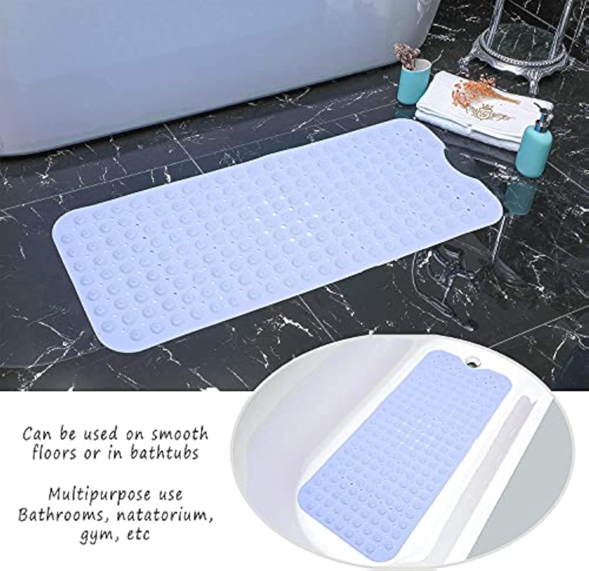Waved Bath Mat, Multicolour Plastic Design