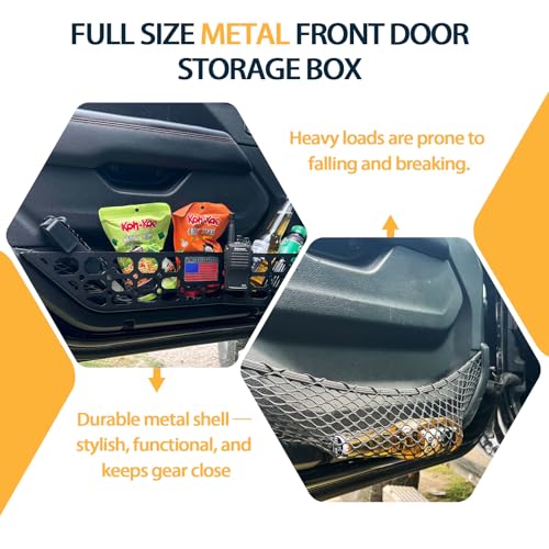 Image of Front Door Metal Pocket Molle Panels Compatible with 2018-2025 Wrangler JL 2 /4 Door & 2020-2025 Gladiator JT | Aluminum Flag Style| Steel Storage Box Replaces The Weak Saggy Net