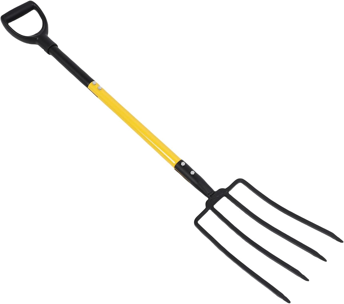 Focket Garden Fork, Heavy Duty Metal 4 Tines Digging Fork, Spading with Ergonomic Y Shape Handle for Gardening Composting Soil Loosening