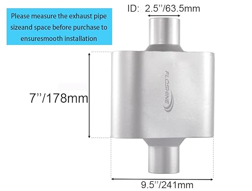 Floshine Universal Mufflers,Single Chamber 2.5 Inch Inlet/2.5 Inch Outlet,Performance Automotive Exhaust Muffler Fh425109 #TOP1