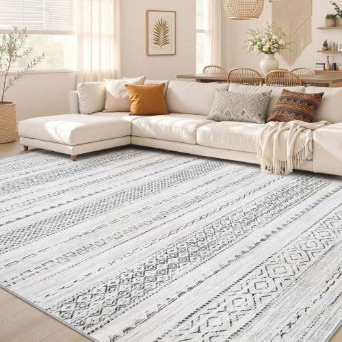 Nakagishi Boho 5x7 Area Rug Living Room Rugs Machine Washable Gray