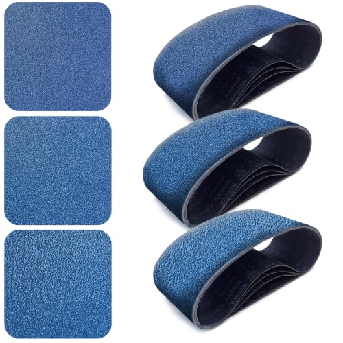 4x24 Inch Sanding Belts 12 Pcs (3 Grit 4 Each of 80 120 150 Grits) Heavy Duty Belt Sander Zirconia Belt Sander Paper for Wood Metal Stainless Steel Automotive and Furniture