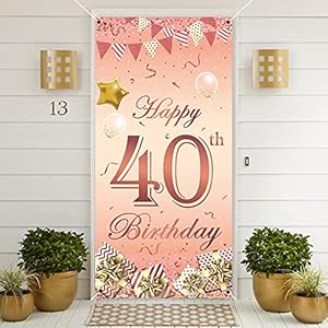 KAINSY Zwart goud 40e verjaardag deurbanner, grote gelukkige verjaardag achtergrond banner decoraties voor mannen…