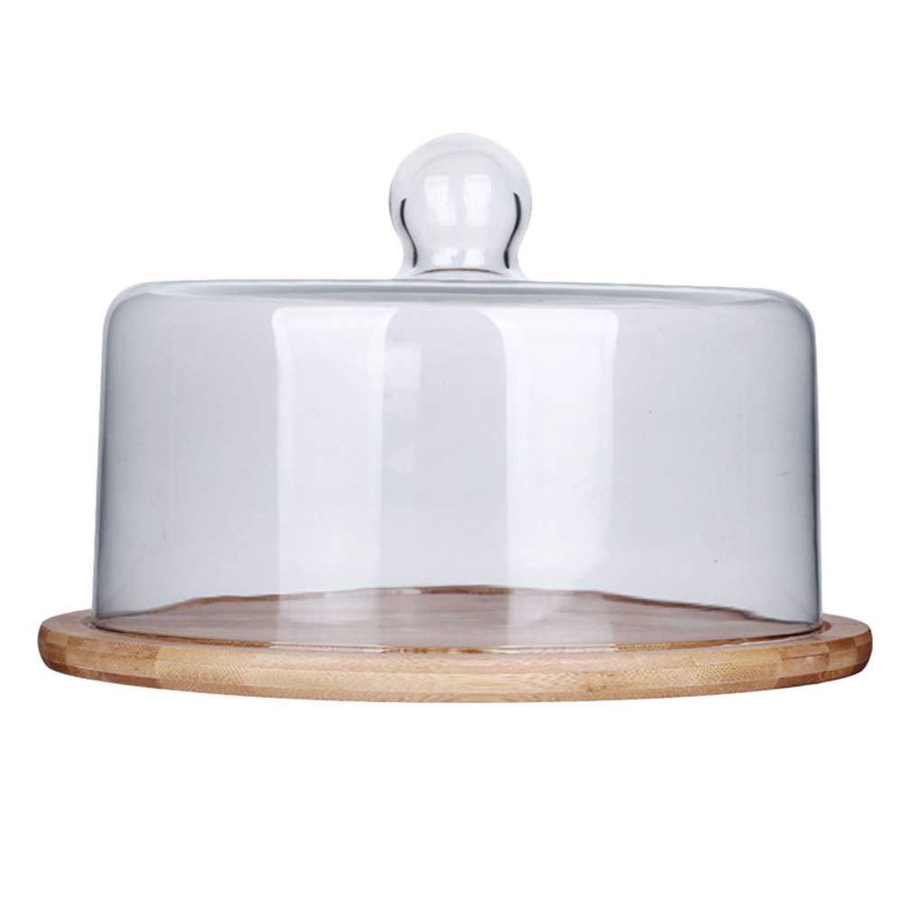 Cabilock Cloche Alimentaire En Verre Avec Plateau Rond 9.25 Pouces Couverture De GâTeau Protectrice Pour Buffet RéCeption FêTe