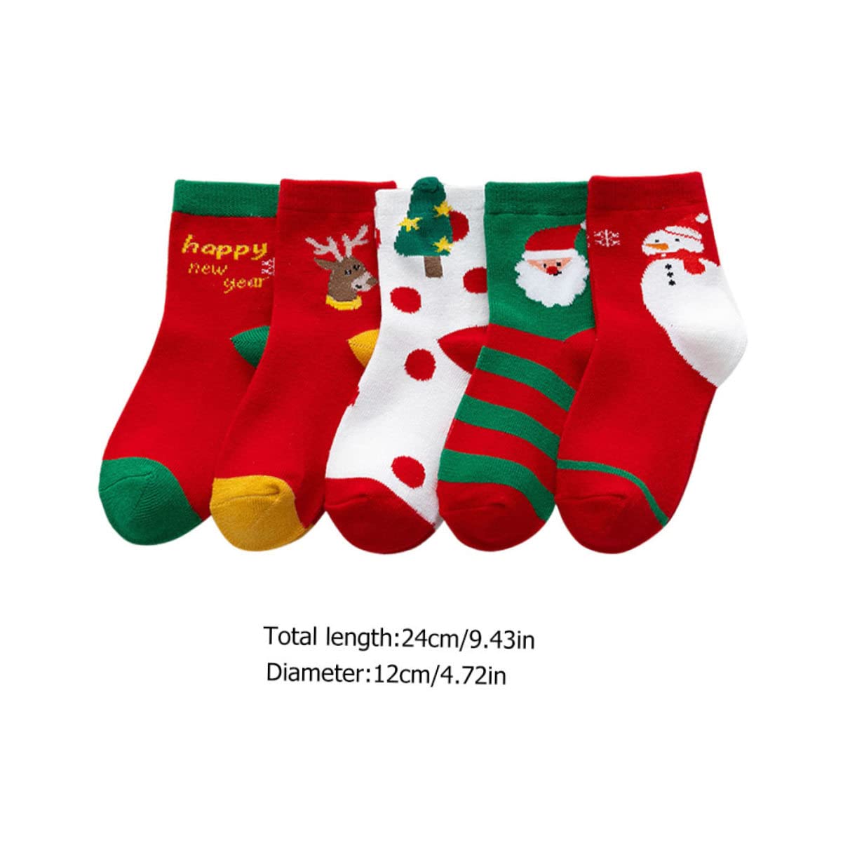 5paires Chaussettes de Noël Garçon Fille -Mollet Coton Doux et Respirant pour Hiver