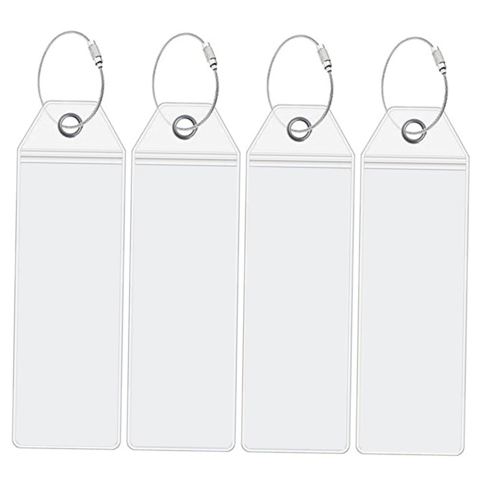 LIFKOME 5 Series Llavero De Acero Inoxidable Etiquetas Colgantes De Equipaje De Viaje Etiqueta Colgante De Bolsa Transparent De Polivinilo 4 Piezas X 5