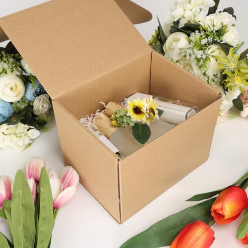 Image of HORLIMER 8x6x6 inches Shipping Boxes Set of 25, Brown Corrugated Cardboard Box Literature Mailer