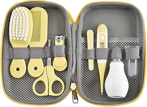 Eculcki ベビー爪切り 赤ちゃん 爪切りセット ベビーケア 8点セット 爪やすり 爪切り ハサミ ヘアブラシ 新生児 鼻 耳 ネイルケア ネイルケアセット ピンセット ケース付き 乳児向け 、乳児、幼児用 出産祝い ギフトベビーネイルクリッパー ギフ