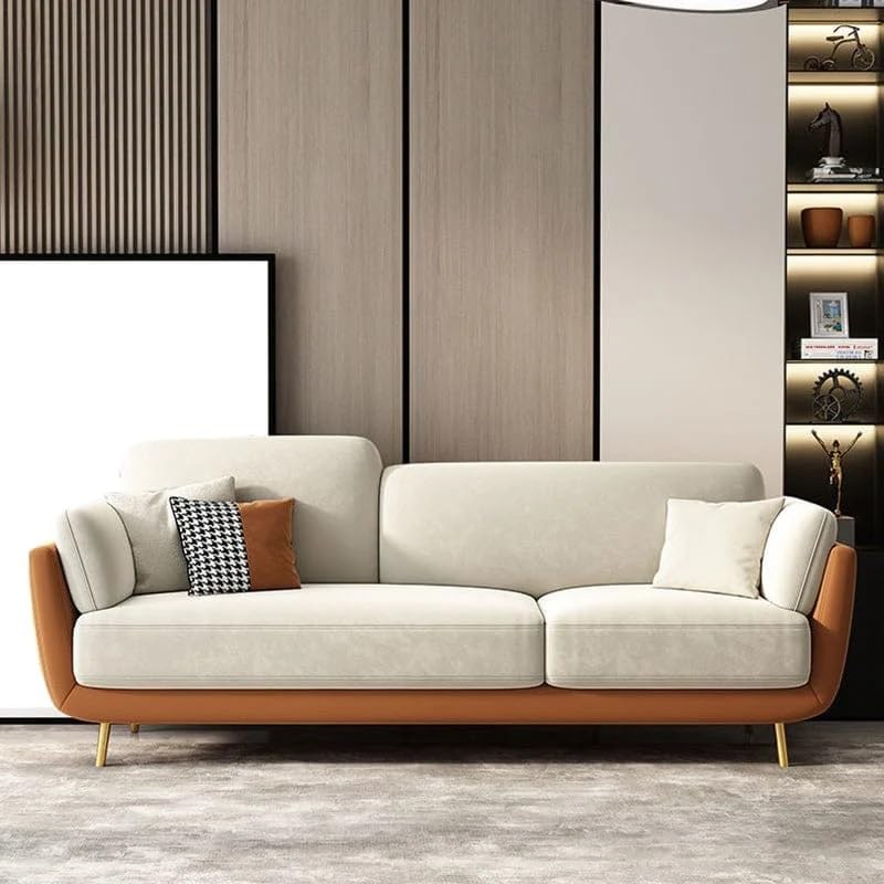 TREE TO DREAMY Modern Luxury Velvet Contemperory Sofa Couch with Cushion Stylish Design Sofa for Your Living Room, Bedroom, Hall, Office (Brown & Beige 3 Seater) (B0DJ4LQP7N) Amazon Price History, Amazon Price Tracker