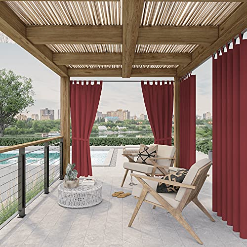 chilly pilley Cortinas Cortina Impermeable para Exterior para Balcón Terraza Y Jardín Pantalla De Privacidad Cortina Exterior A Prueba De Viento Protección Solar (1,5x2,4m, Rojo Oscuro)